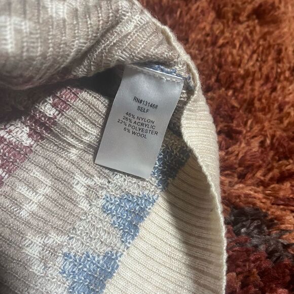 Geometric Patterned Sweater - Cream and Blue - Picture 5 of 6